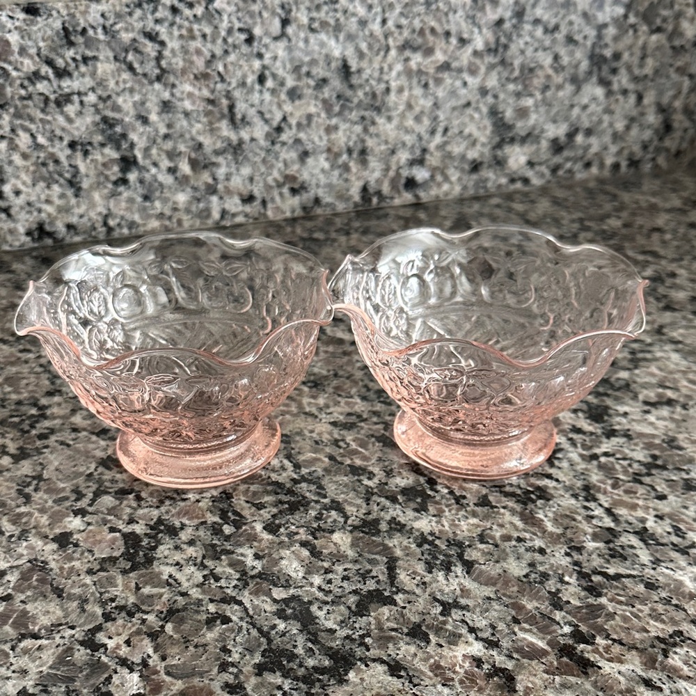 2 Light Pink Depression Glass Bowls Set